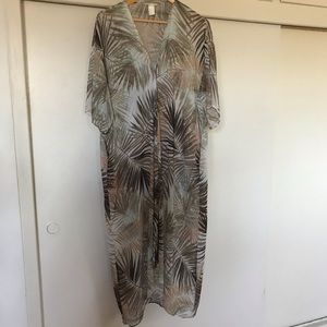 H&M palm print kimono swimsuit coverup